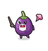 söt aubergine farfar blir arg vektor
