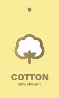 organisch Baumwolle Etikette Design Element, 100 Prozent organisch, Aufkleber, Schild, Gelb Hintergrund vektor