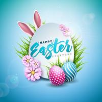 Vektor-Illustration von fröhlichen Ostern-Feiertag mit gemaltem Ei vektor