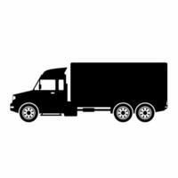 låda lastbil ikon vektor. sändning lastbil silhuett för ikon, symbol och tecken. låda lastbil för sändning, genomresa, leverans, paket eller transport vektor