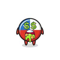 Chile-Flagge-Abzeichen-Charakter mit einem Ausdruck von verrückt nach Geld vektor