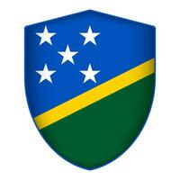 Solomon Inseln Flagge im Schild Form. Vektor Illustration.