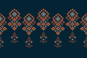 etnisk geometrisk tyg mönster korsa stitch.ikat broderi etnisk orientalisk pixel mönster blå bakgrund. abstrakt, vektor, illustration. textur, kläder, ram, dekoration, motiv, siden tapet. vektor