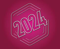 Lycklig ny år 2024 Semester abstrakt vit grafisk design vektor logotyp symbol illustration med rosa bakgrund