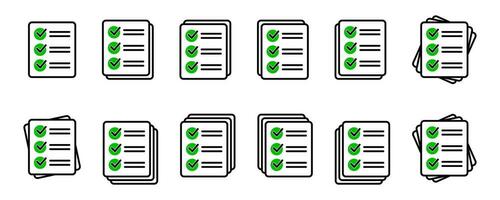checklista ikon för webb med grön kolla upp lådor isolerat på vit bakgrund. vektor