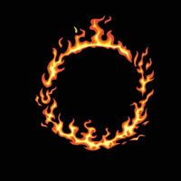 Ring von Feuer isoliert auf schwarz Hintergrund vektor