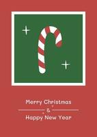 jul och ny år hälsning kort med jul godis och hälsningar text för vinter- högtider vektor