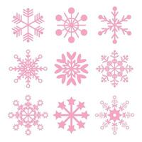 rosa snöflingor uppsättning. festlig xmas design. pinkmas vektor illustration.