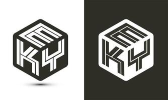 eky brev logotyp design med illustratör kub logotyp, vektor logotyp modern alfabet font överlappning stil.