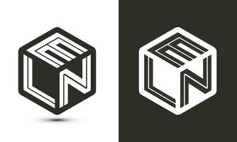 eln brev logotyp design med illustratör kub logotyp, vektor logotyp modern alfabet font överlappning stil.