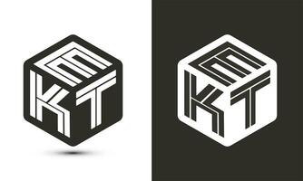 ekt brev logotyp design med illustratör kub logotyp, vektor logotyp modern alfabet font överlappning stil.