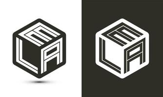 ela Brief Logo Design mit Illustrator Würfel Logo, Vektor Logo modern Alphabet Schriftart Überlappung Stil.