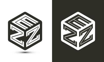 ezz brev logotyp design med illustratör kub logotyp, vektor logotyp modern alfabet font överlappning stil.