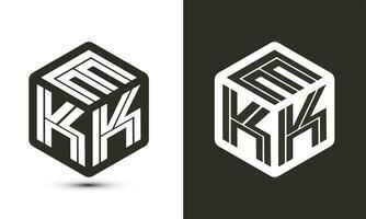 ekk brev logotyp design med illustratör kub logotyp, vektor logotyp modern alfabet font överlappning stil.