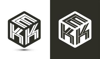 ekk Brief Logo Design mit Illustrator Würfel Logo, Vektor Logo modern Alphabet Schriftart Überlappung Stil.