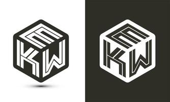 ekw Brief Logo Design mit Illustrator Würfel Logo, Vektor Logo modern Alphabet Schriftart Überlappung Stil.