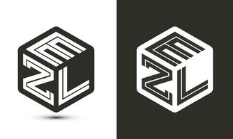 ezl brev logotyp design med illustratör kub logotyp, vektor logotyp modern alfabet font överlappning stil.