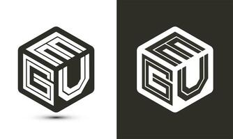 egu Brief Logo Design mit Illustrator Würfel Logo, Vektor Logo modern Alphabet Schriftart Überlappung Stil.