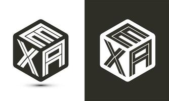 exa brev logotyp design med illustratör kub logotyp, vektor logotyp modern alfabet font överlappning stil.