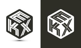ekx brev logotyp design med illustratör kub logotyp, vektor logotyp modern alfabet font överlappning stil.