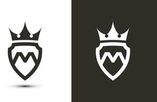 brev m initialer signatur logotyp. elegant logotyp ikon vektor design. lyx skydda krona tecken.