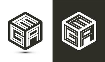 ega Brief Logo Design mit Illustrator Würfel Logo, Vektor Logo modern Alphabet Schriftart Überlappung Stil.