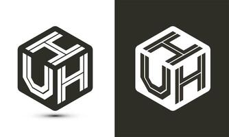 huh Brief Logo Design mit Illustrator Würfel Logo, Vektor Logo modern Alphabet Schriftart Überlappung Stil.