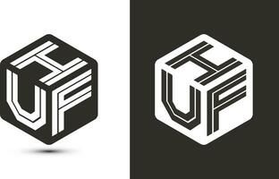 huf brev logotyp design med illustratör kub logotyp, vektor logotyp modern alfabet font överlappning stil.