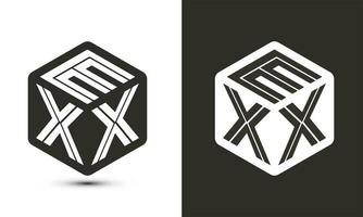 exx Brief Logo Design mit Illustrator Würfel Logo, Vektor Logo modern Alphabet Schriftart Überlappung Stil.