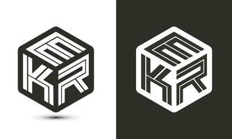 ekr Brief Logo Design mit Illustrator Würfel Logo, Vektor Logo modern Alphabet Schriftart Überlappung Stil.