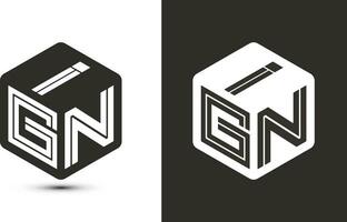 ign brev logotyp design med illustratör kub logotyp, vektor logotyp modern alfabet font överlappning stil.