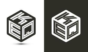 keq brev logotyp design med illustratör kub logotyp, vektor logotyp modern alfabet font överlappning stil.