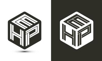 ehp brev logotyp design med illustratör kub logotyp, vektor logotyp modern alfabet font överlappning stil.