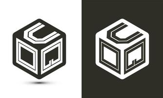 uoq Brief Logo Design mit Illustrator Würfel Logo, Vektor Logo modern Alphabet Schriftart Überlappung Stil.