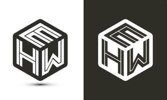ehw Brief Logo Design mit Illustrator Würfel Logo, Vektor Logo modern Alphabet Schriftart Überlappung Stil.
