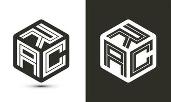 rac Brief Logo Design mit Illustrator Würfel Logo, Vektor Logo modern Alphabet Schriftart Überlappung Stil.