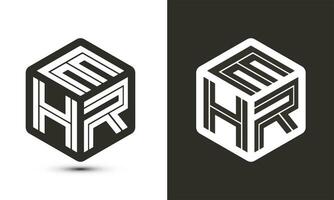 ehr brev logotyp design med illustratör kub logotyp, vektor logotyp modern alfabet font överlappning stil.