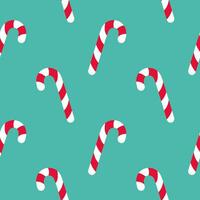 Weihnachten nahtlos Muster zum Stoff, Papier. Stock Süßigkeiten auf Grün Hintergrund vektor