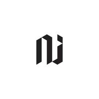 NJ geometrisch und futuristisch Konzept hoch Qualität Logo Design vektor