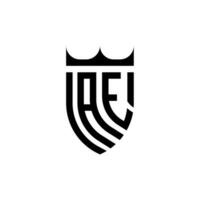 ae krona skydda första lyx och kunglig logotyp begrepp vektor