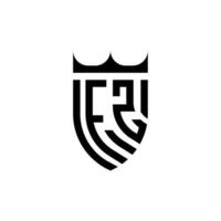 fz Krone Schild Initiale Luxus und königlich Logo Konzept vektor