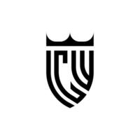 cw krona skydda första lyx och kunglig logotyp begrepp vektor