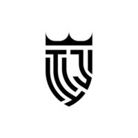 I j krona skydda första lyx och kunglig logotyp begrepp vektor