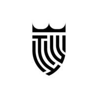 iu krona skydda första lyx och kunglig logotyp begrepp vektor