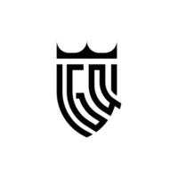 gq krona skydda första lyx och kunglig logotyp begrepp vektor
