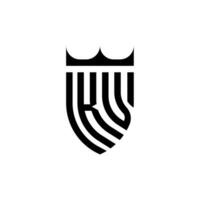 kv krona skydda första lyx och kunglig logotyp begrepp vektor