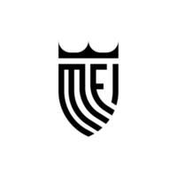 mf krona skydda första lyx och kunglig logotyp begrepp vektor