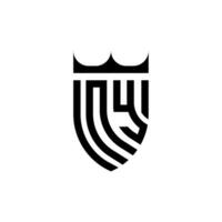 ny Krone Schild Initiale Luxus und königlich Logo Konzept vektor