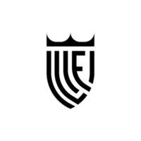 om krona skydda första lyx och kunglig logotyp begrepp vektor