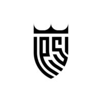 ps Krone Schild Initiale Luxus und königlich Logo Konzept vektor